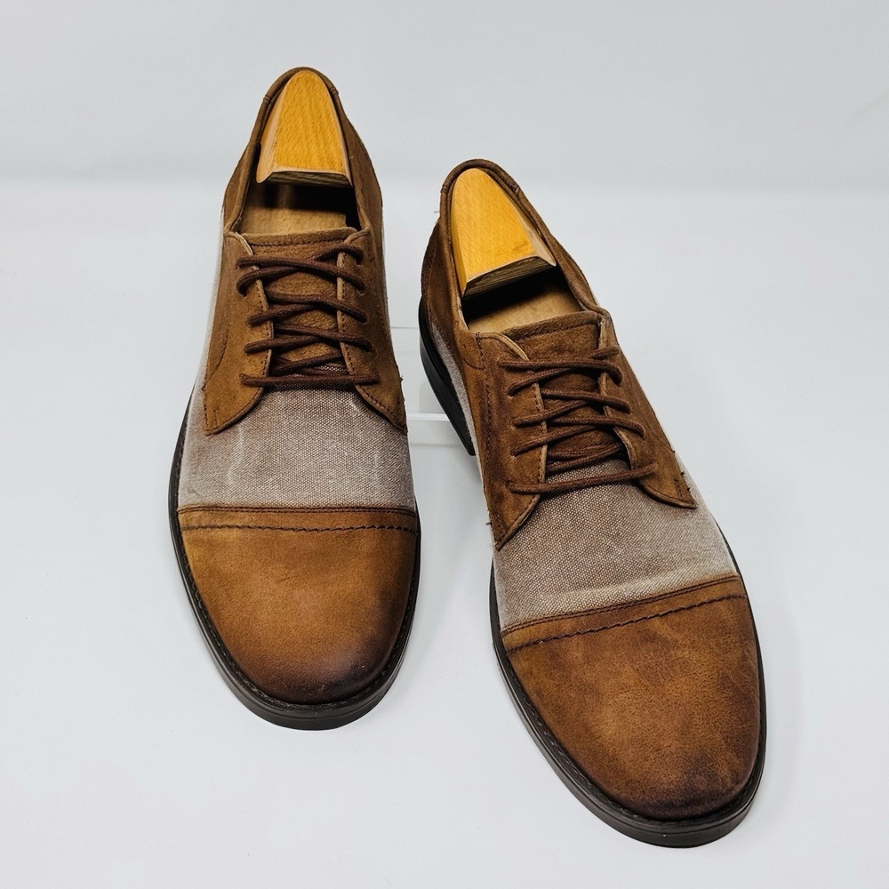 Clarks Collection Oxford Shoes Men 11.5M Brown Tan Cap Toe Cushion Soft Ortholit